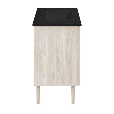 Bron 36" Freestanding Bathroom Vanity in White Oak with Black Sink Top