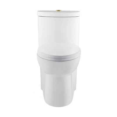 Sublime One Piece Elongated Toilet Dual Flush, Brushed Gold Hardware 1.1/1.6 gpf