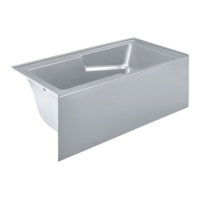 Voltaire 60" x 32" Left-Hand Drain Alcove Bathtub with Apron and Armrest in Matte Gray