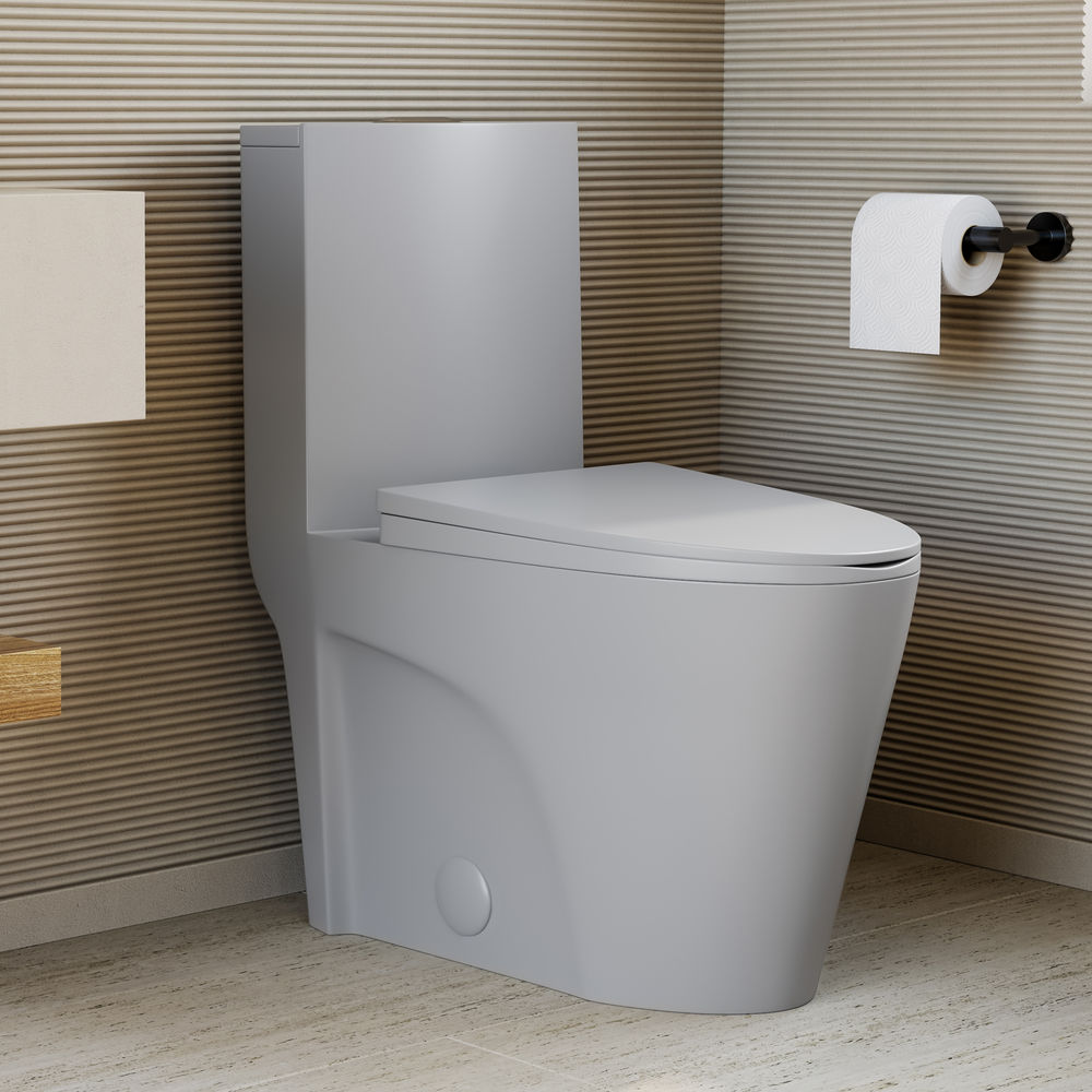 St. Tropez One-Piece Elongated Toilet Vortex™ Dual-Flush 1.1/1.6 gpf in Matte Gray