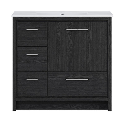 Virage 36" Freestanding Bathroom Vanity in Black Oak with Sink Top