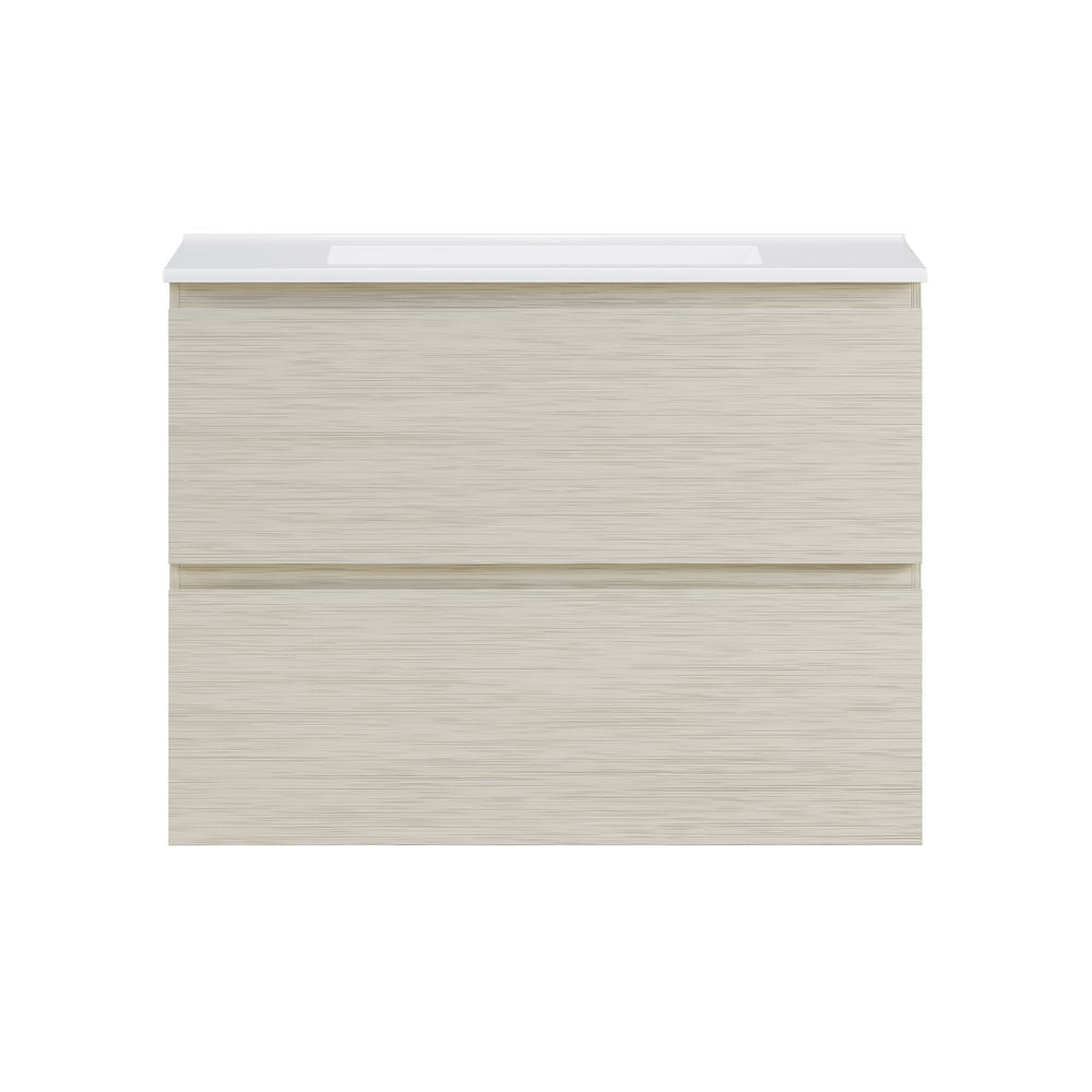 Liberte 30" Wall-Mounted Bathroom Vanity in White Oak with Sink Top