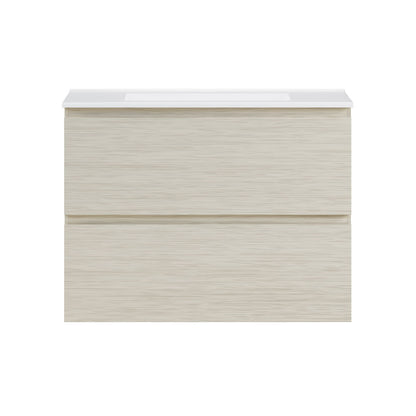 Liberte 30" Wall-Mounted Bathroom Vanity in White Oak with Sink Top