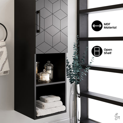 Annecy 15" W x 46" H x 12" D  Linen Cabinet in Phantom Black