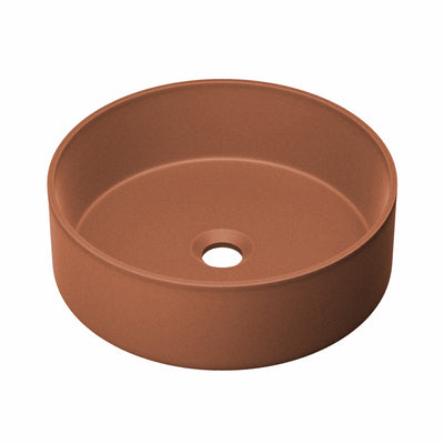 Lisse 14.5" Concrete Round Vessel Sink in Matte Terracotta