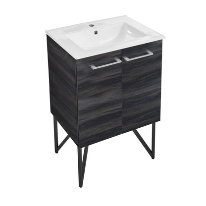 Annecy 24" Freestanding Bathroom Vanity in Black Walnut with Sink Top