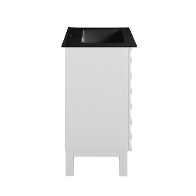 Cascade 24 in. White Oak Bathroom Vanity With Black Ceramic Sink Top