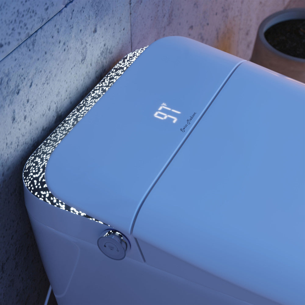 Remi Smart Toilet 12” Rough-in ADA Height in Glossy White with Integrated Tank, Auto-Open Lid, Foot Sensor