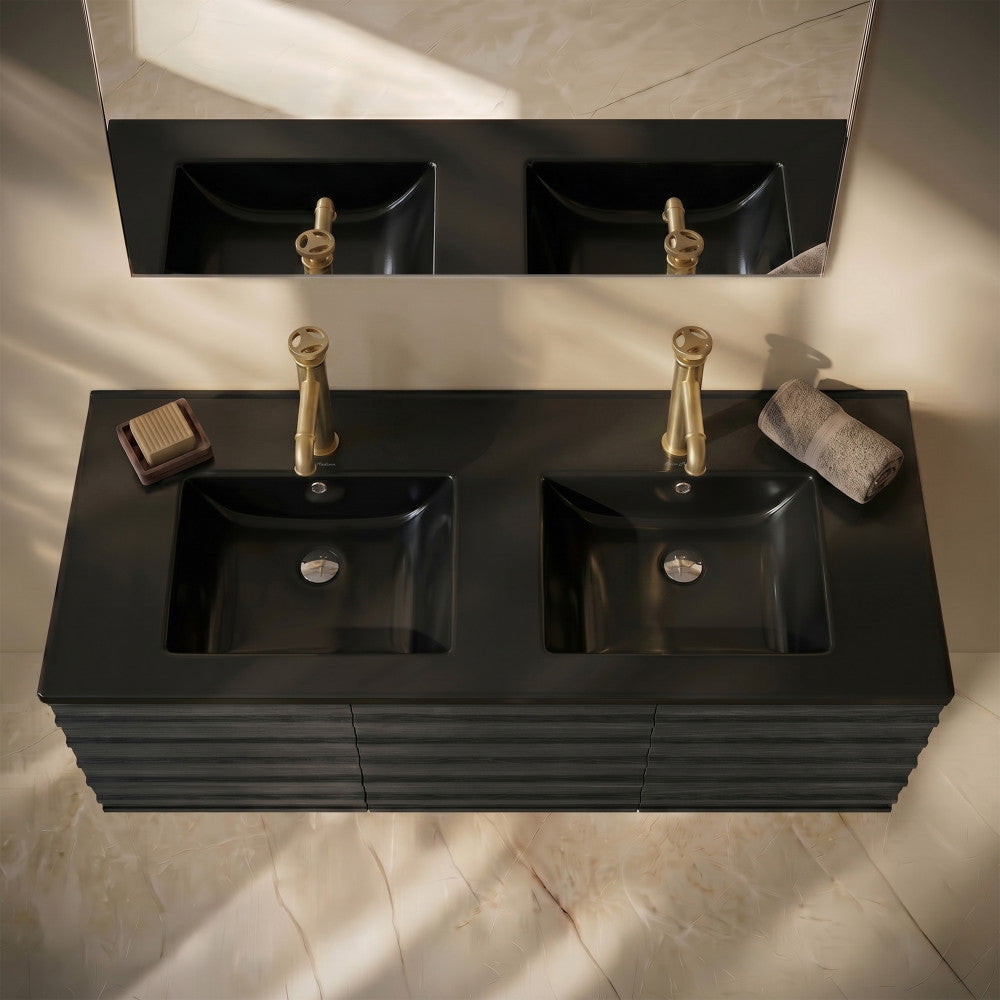 60 inch Vanity Top Bathroom Sink in Matte Black