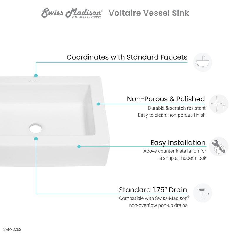 Voltaire Ceramic Rectangle Vessel Sink