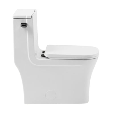 Concorde One-Piece 12" Rough-in 1.28 GPF Left-Hand Flush Square Toilet in Glossy White with Black Hardware