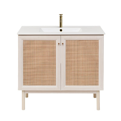 Classe 36" Freestanding Bathroom Vanity in White Oak with Sink Top