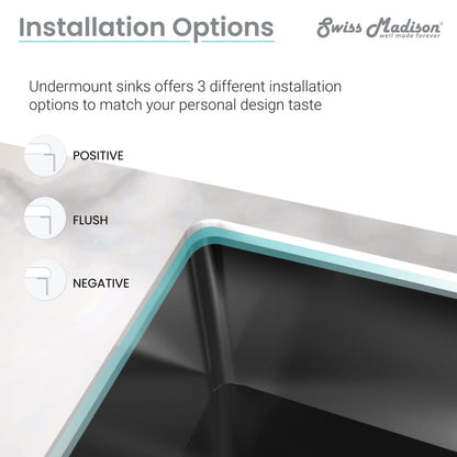 27x19 inch single basin undermount kitchen sink in black stainless steel with rounded corners.