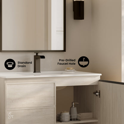 St. Tropez 36" Freestanding Bathroom Vanity in White Oak with Sink Top