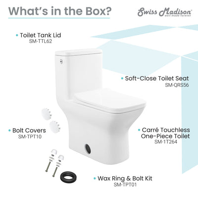 Carre One-Piece Square Toilet Dual-Flush 1.1/1.6 gpf, Touchless