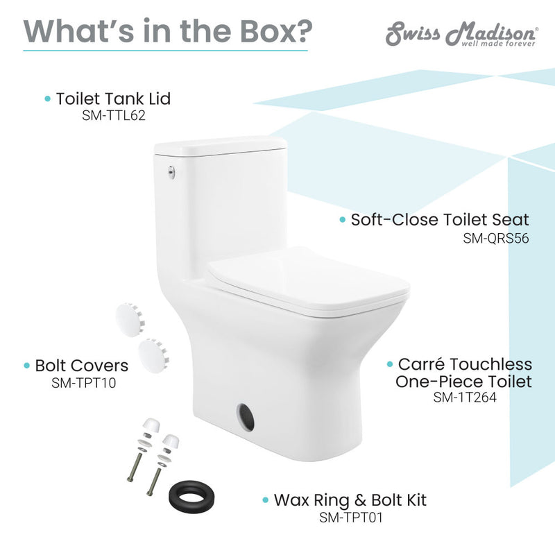 Carre One-Piece Square Toilet Dual-Flush 1.1/1.6 gpf, Touchless