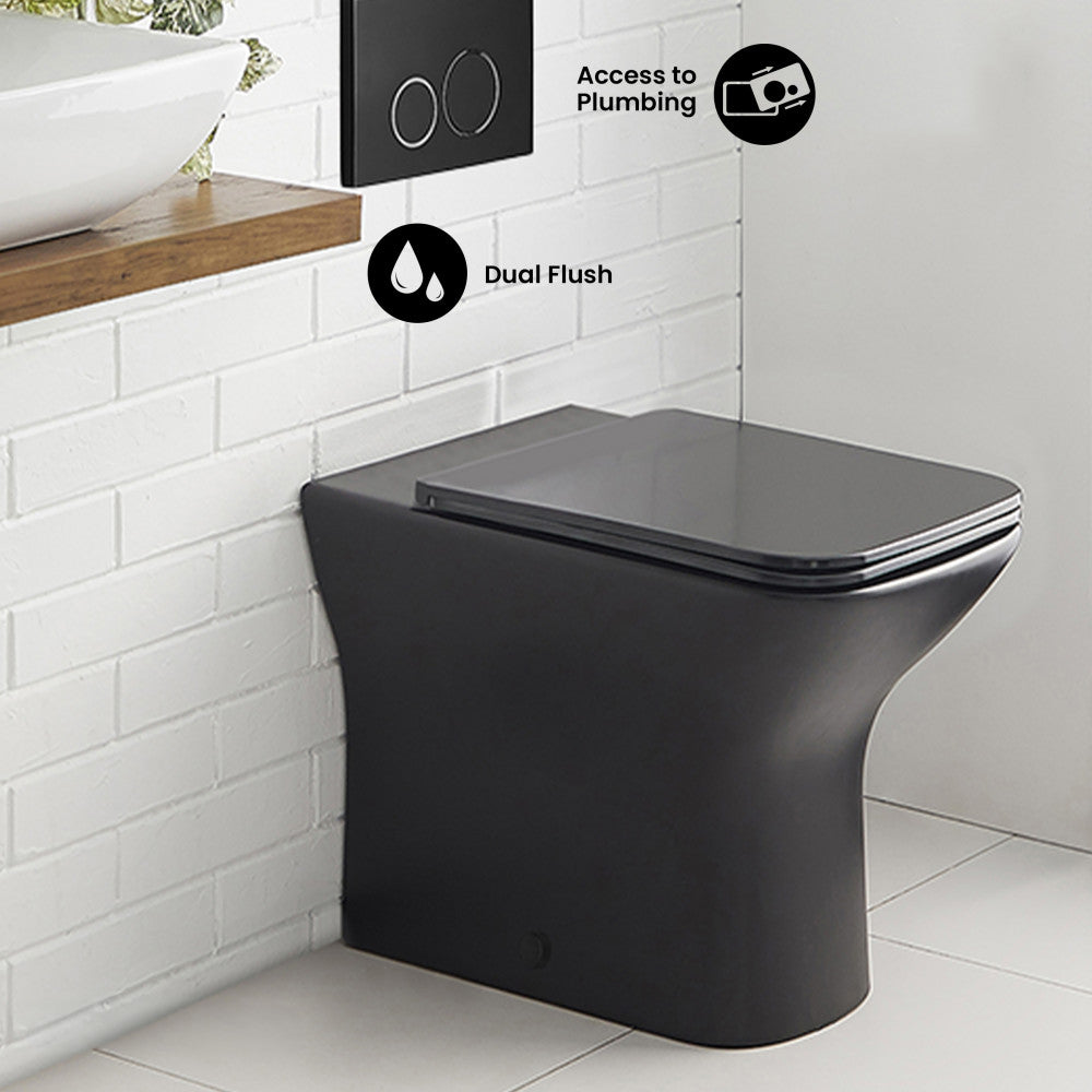 Carre Back-to-Wall Elongated Toilet Bowl in Matte Black