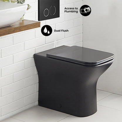 Carre Back-to-Wall Elongated Toilet Bowl in Matte Black