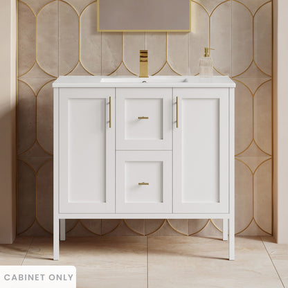 Forme 36" Modular Freestanding Bathroom Vanity Cabinet without Top in White