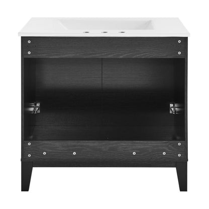 Cascade 30" Freestanding Bathroom Vanity in Black Oak with 3-Hole Widespread Sink Top