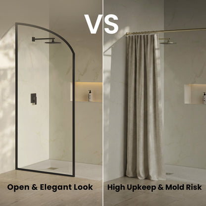 Demi 34 x 76 Framed Fixed 3/8 in. (10mm) Clear Tempered Glass Shower Door with Black Matte Frame