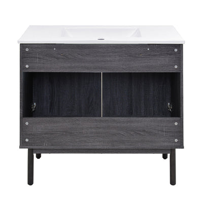 Classe 36" Freestanding Bathroom Vanity in Black Oak with Sink Top