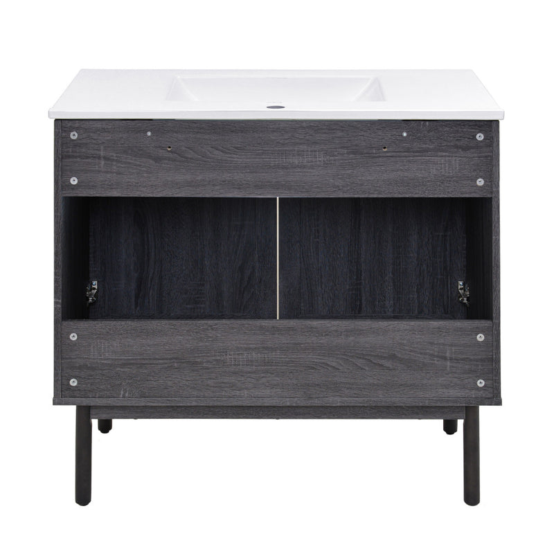 Classe 36" Freestanding Bathroom Vanity in Black Oak with Sink Top