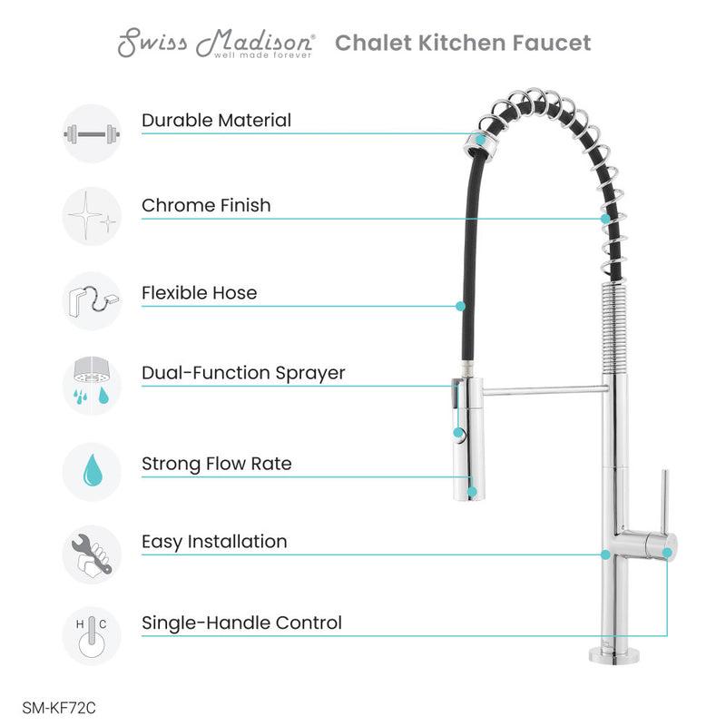 Chalet Single Handle, Pull-Down Kitchen Faucet in Chrome