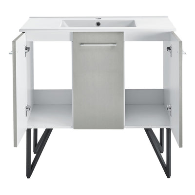 Annecy 36" Freestanding Bathroom Vanity in Gray with Sink Top