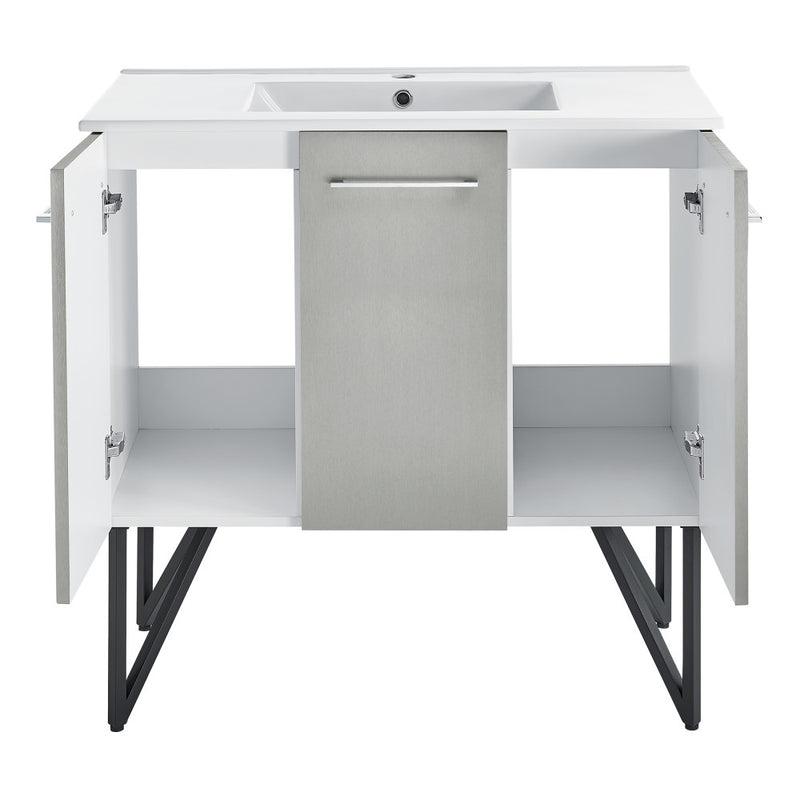 Annecy 36" Freestanding Bathroom Vanity in Gray with Sink Top