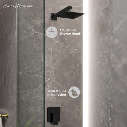 Concorde Single-Handle 1 Spray 8" Wall Mounted Fixed Shower Head in Matte Black (Valve Included)