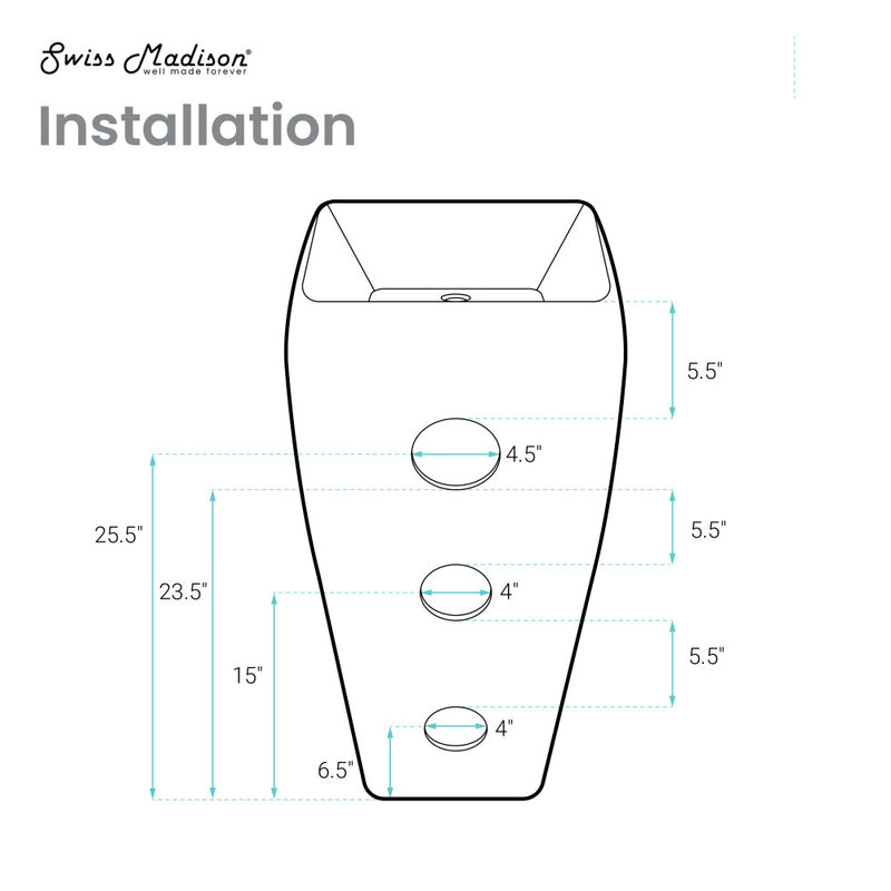 Carre One Piece Pedestal Sink