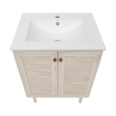 Bron 24" Freestanding Bathroom Vanity in White Oak with Sink Top