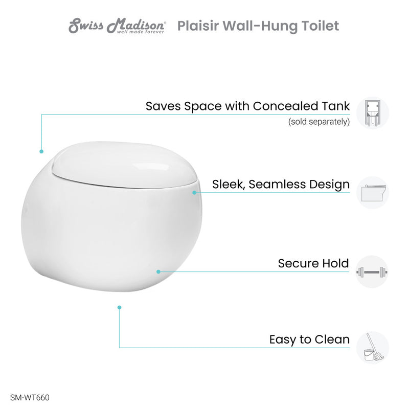 Plaisir Wall-Hung Elongated Toilet Bowl