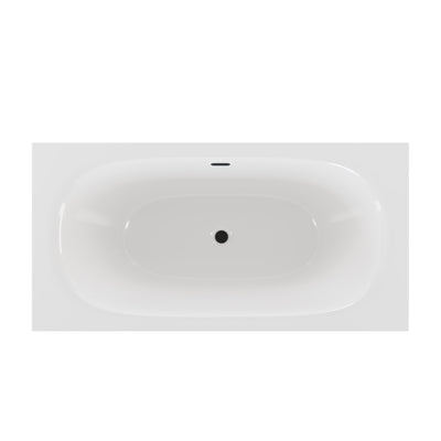 Pierre 60" Soaking Freestanding Bathtub in Glossy White, Black Frame Included