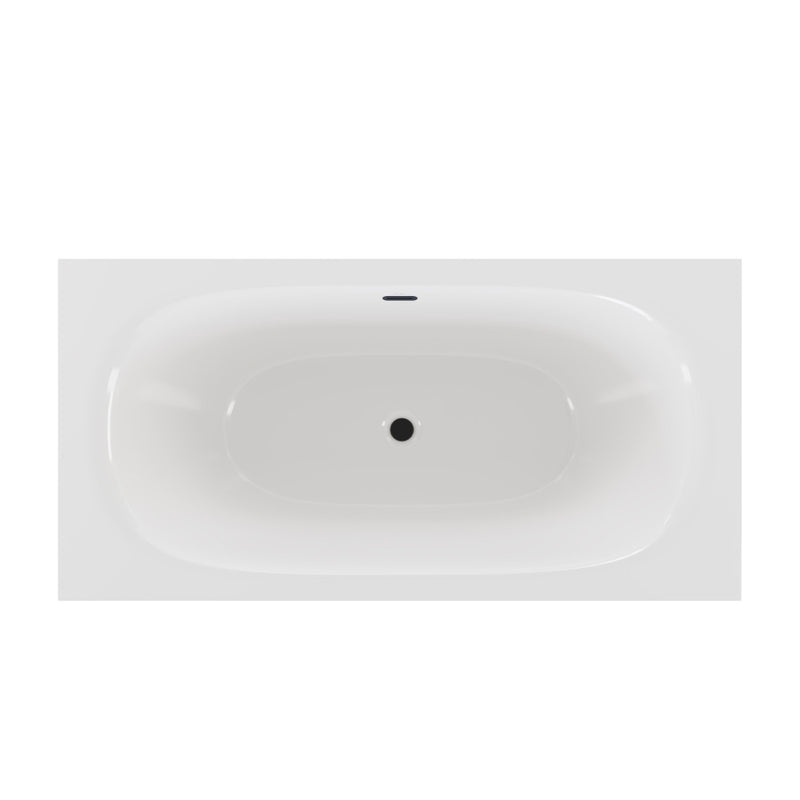 Pierre 60" Soaking Freestanding Bathtub in Glossy White, Black Frame Included