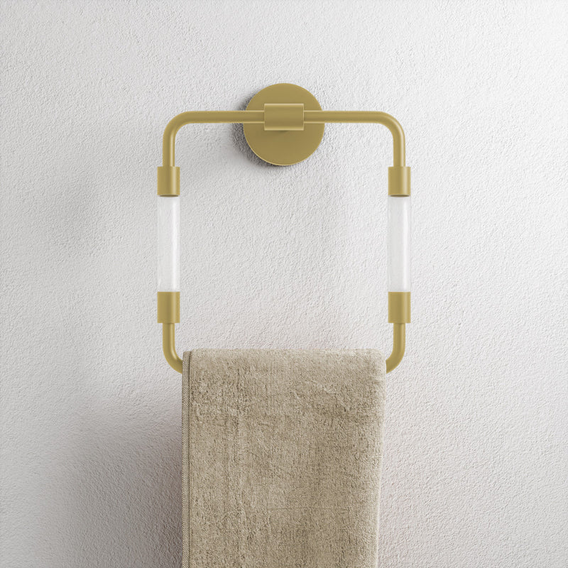 Verre Acrylic Square Towel Ring in Brushed Gold
