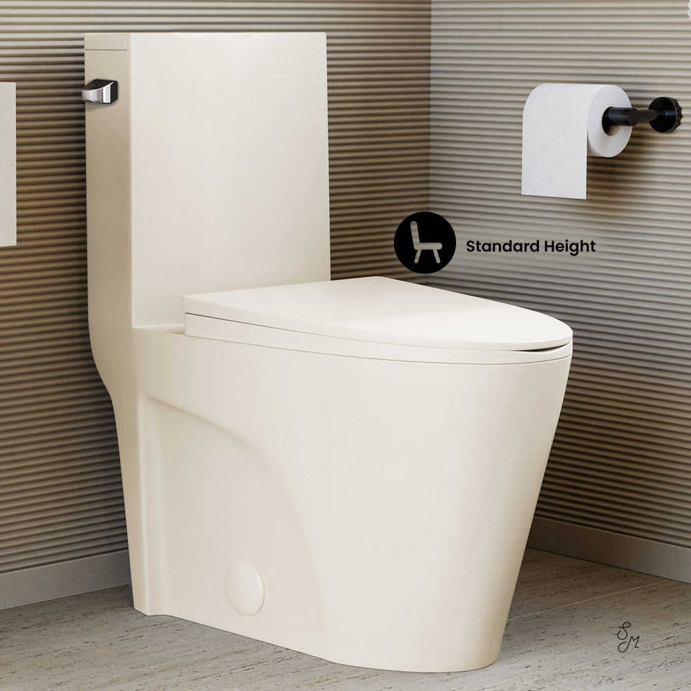 St. Tropez One-Piece 14" Rough-in 1.28 GPF Left-Hand Vortex Flush Elongated Toilet in Glossy Bisque