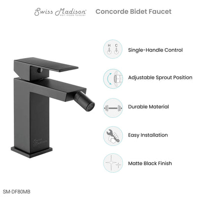 Concorde Bidet Faucet in Matte Black