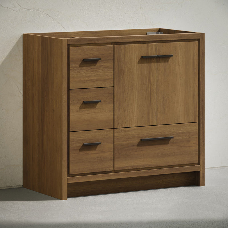 Virage 36" Freestanding Bathroom Vanity in Brown Oak without Sink Top