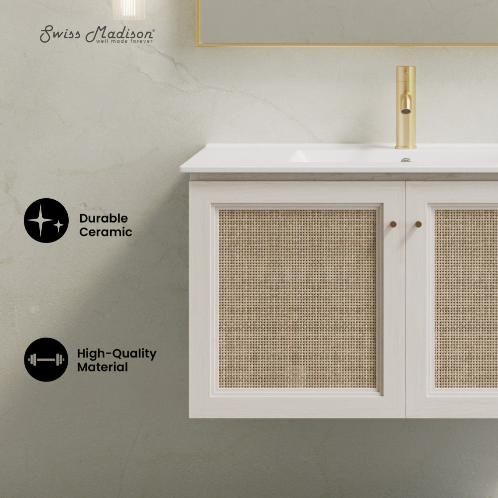 Classe 36" Wall-Mounted Bathroom Vanity in White Oak with Single Faucet Hole Vanity Top