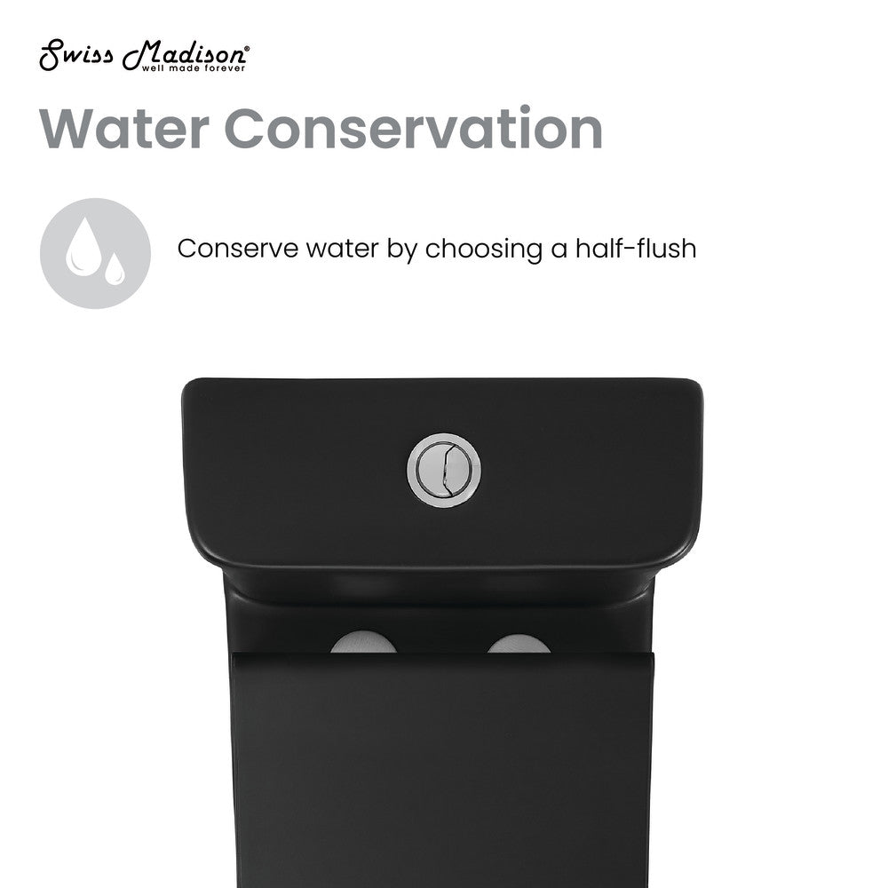 Carre One-Piece Square Toilet Dual-Flush in Matte Black 1.1/1.6 gpf