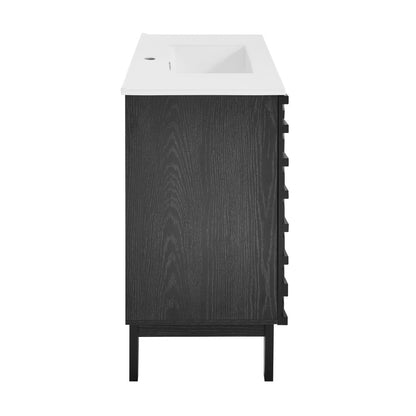 Cascade 30" Freestanding Bathroom Vanity in Black Oak with Sink Top