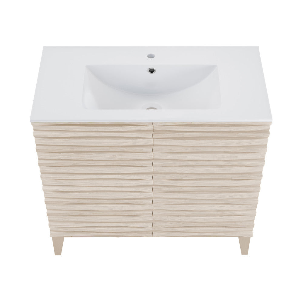 Cascade 30" Freestanding Bathroom Vanity in White Oak with Sink Top