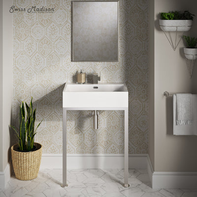 Concorde 24" Rectangle Console Sink with Matte Silver Legs