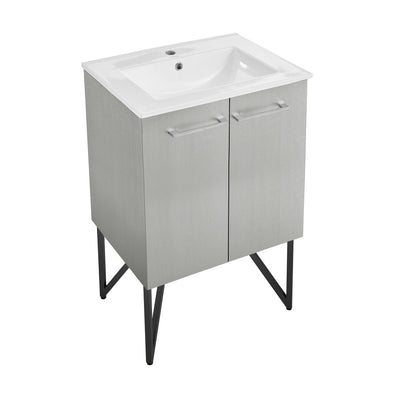 Annecy 24 Single, Brushed Grey, Two Doors, Bathroom Vanity