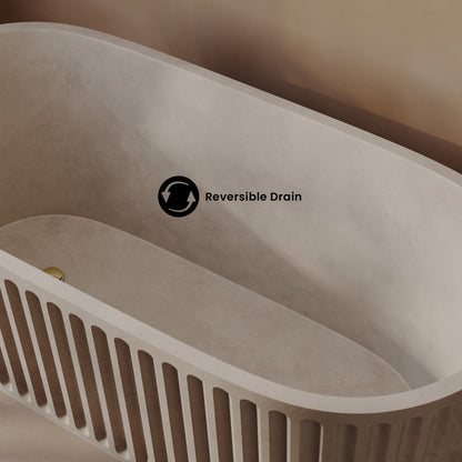 Delice 67" Freestanding Concrete Bathtub in Sand, Drain Included