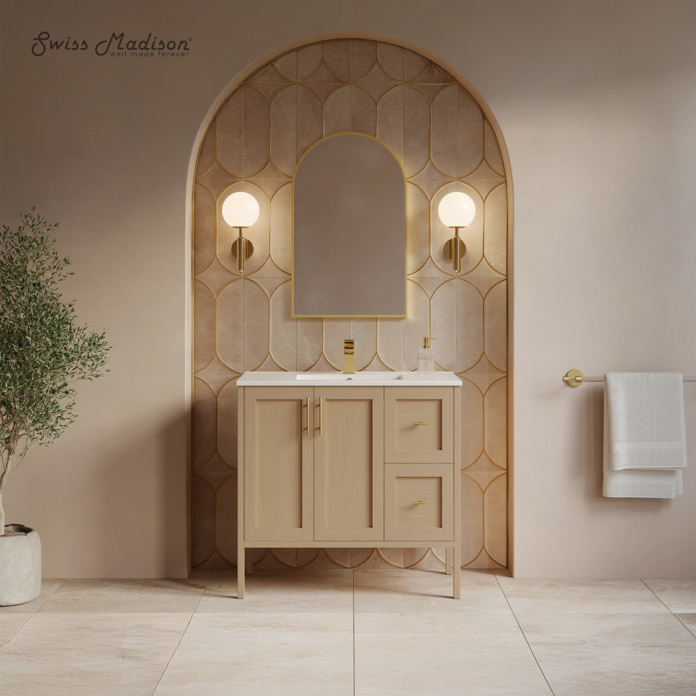 Forme 36" Modular Freestanding Bathroom Vanity with Sink Top in Natural Oak