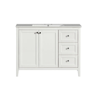 Cannes 48 in. White Bathroom Vanity With White, 3-Hole Ceramic Sink Top