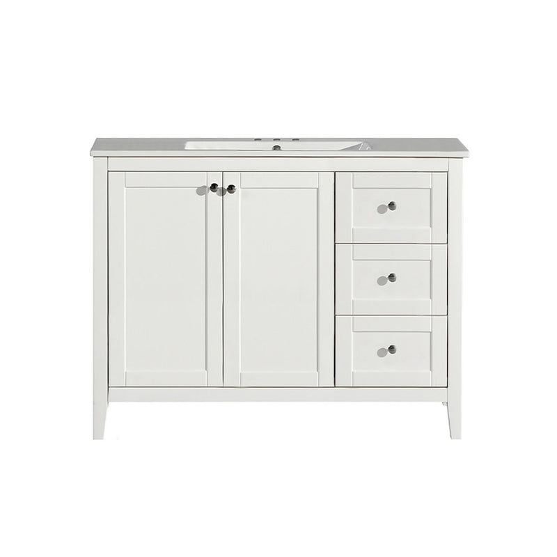 Cannes 48 in. White Bathroom Vanity With White, 3-Hole Ceramic Sink Top